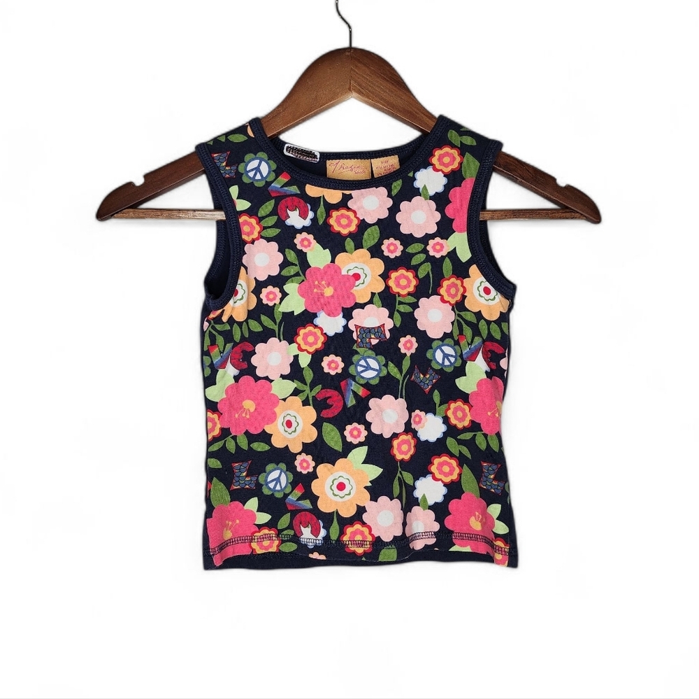 Thalia Sodi Floral Print Sleeveless Top in Navy Pink Size 6-6X